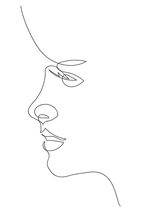 Side view woman face continuous line drawing. Abstract minimal woman portrait 5961927 Vector Art ...