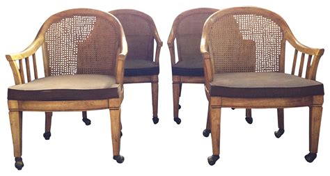 Upholstered Caned Barrel Back Chairs - Set of 4 on Chairish.com Baker ...