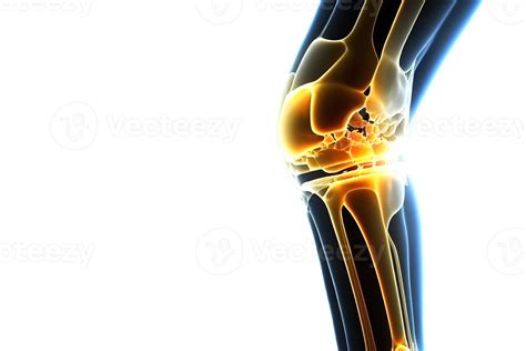 Free Knee injury illuminated by neon light. Skeleton of human leg ...