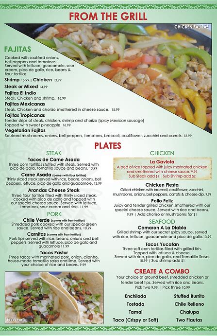 El Indio Authentic Mexican - Menu