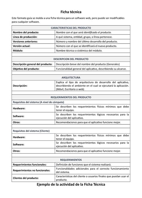 Fichas Tecnicas Base - Ficha técnica Este formato guía se molda a una ficha técnica para un ...