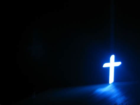 Blue Cross On At A Church Background For PowerPoint - Christian PPT Templates
