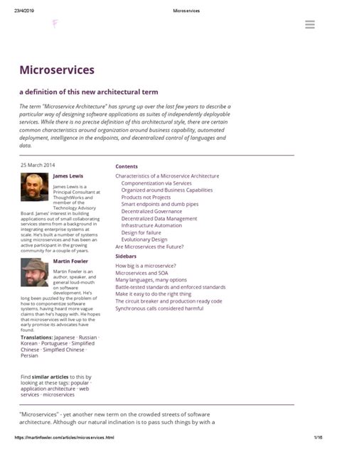 Microservices: A de Nition of This New Architectural Term | PDF | Databases | Service Oriented ...