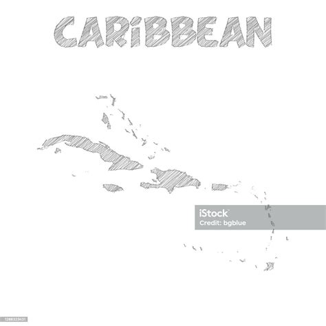 Caribbean Map Hand Drawn On White Background Stock Illustration - Download Image Now - Abstract ...