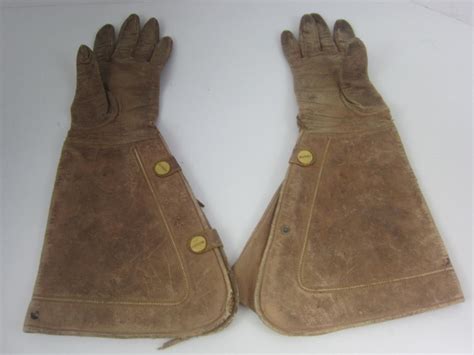 Antique Leather Gauntlet Riding Gloves Western Cowboy Motorcycle ...