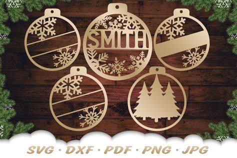 Classic Christmas Ornament Svg Bundle 6 Tree Ornaments Svg Dxf Cut Files Christmas Laser Cut ...