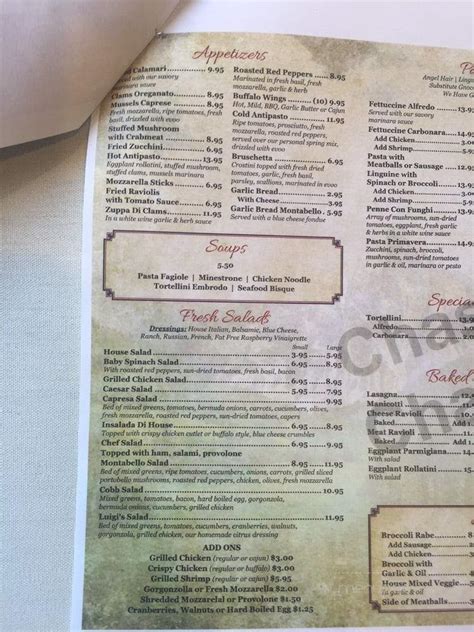 Menu of Montebello Restaurant & Brick Oven Pizza in Poughquag, NY 12570