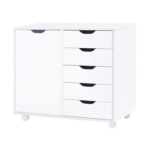 MAYKOOSH White, 5-Drawer with Shelf, Office File Cabinets Wooden File Cabinets for Home Office ...