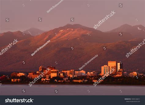 Anchorage Downtown Skyline During Sunset Stock Photo 1059126011 ...