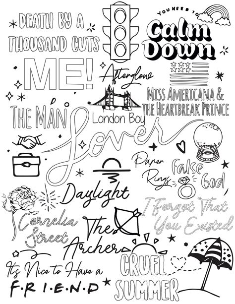 Taylor Swift Lyrics Coloring Sheet Coloring Pages