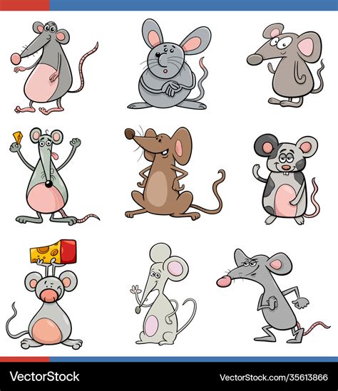 Cartoon mice funny animal characters set Vector Image