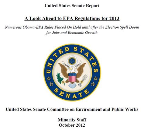 Senate Report: EPA's coming regulatory onslaught - CFACT