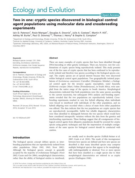 (PDF) Two in one: Cryptic species discovered in biological control ...