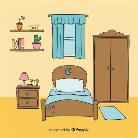 Free Vector | Lovely hand drawn bedroom design | How to draw hands, Bedroom drawing, Art ...