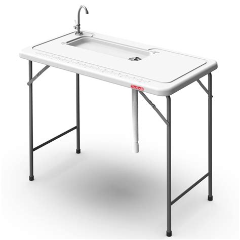 TooGooD Folding Fish Cleaning Table with Sink, Portable Camping Dish Washing Station w/ 31 ...