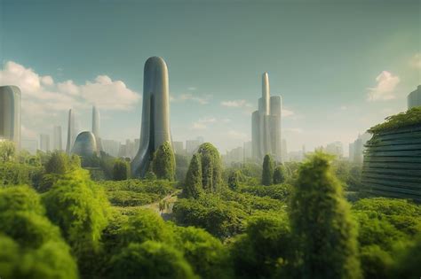 Premium Photo | Green Utopia Futuristic City Skyline Environmentalism ...