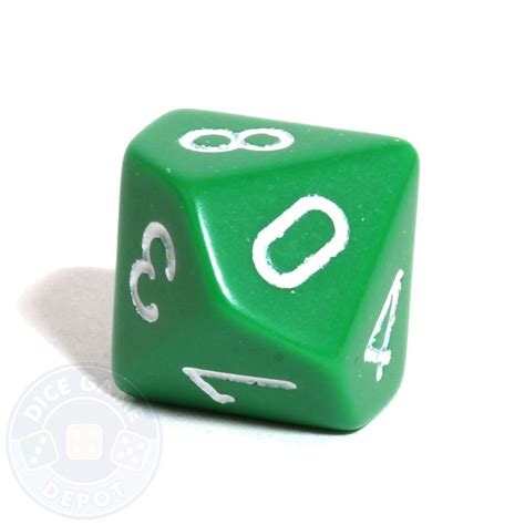 10-Sided Opaque Dice (d10) - Green - Dice Game Depot