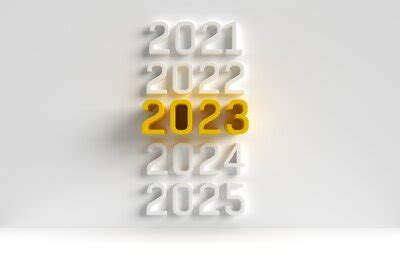 Different gray years on wall with a yellow big number 2023 in wall mural • murals media, social ...