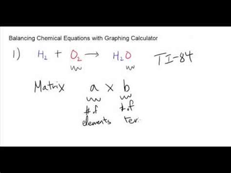 Balancing Chemical Equations using Graphing Calculator (TI-84) - with ...