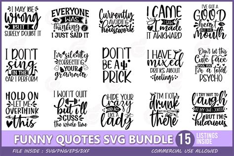 Funny Quotes SVG Bundle | Illustrations ~ Creative Market