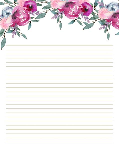 set of 10 Floral Stationery Personalized Purple Floral Letter Papers ...