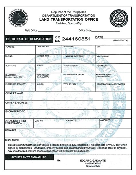 LTO overhauls the Certificate of Registration | Autodeal