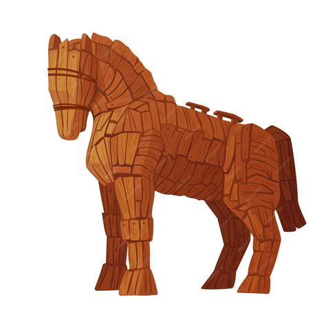 Premium Vector | Trojan horse Wooden scratch statue of ancient troy and ...