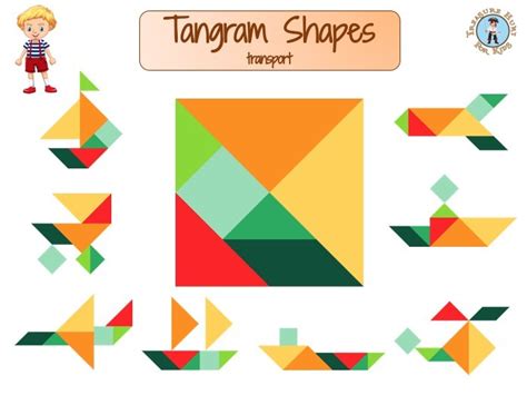 Tangram Shapes - Transport Tangram Puzzles - Treasure hunt 4 Kids