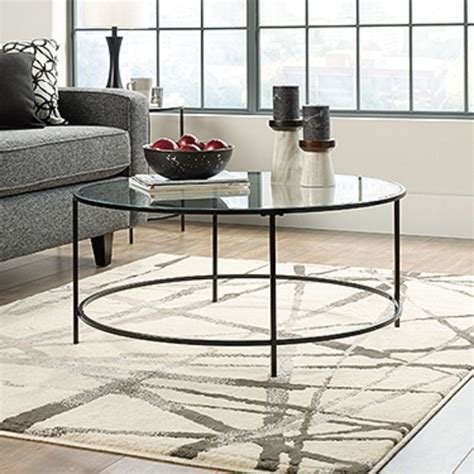 Harvey Park Round Coffee Table in Black - Sauder 414970 | Round coffee ...