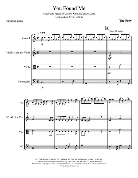 You Found Me (arr. Eve C. Mailly - Zene Strings) Sheet Music | The Fray ...