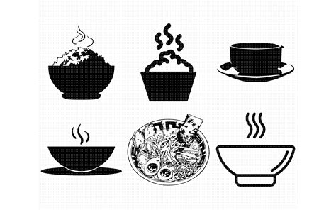 hot soup, bowl, ramen, rice svg, dxf, png, eps, cricut, silhouette By CrafterOks | TheHungryJPEG