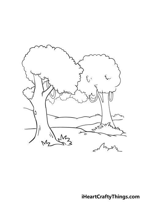 Forest Drawing - How To Draw A Forest Step By Step