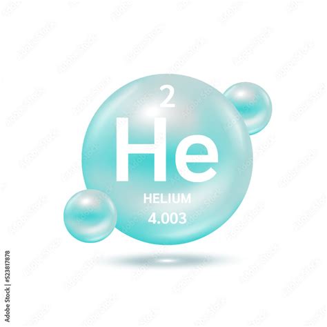 Helium molecule models blue and chemical formulas scientific element ...