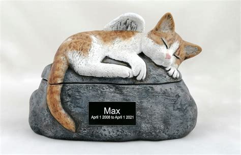 Ceramic Engraved Painted Cat Cremation Urn With Plastic Name - Etsy