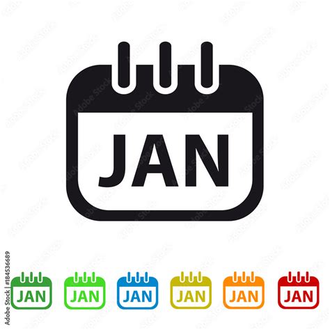 January Calendar Icon - Colorful Vector symbol Stock Vector | Adobe Stock