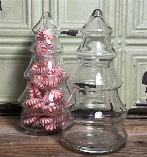 Anchor Hocking Tree Candy Jar, Glass Christmas Tree Jar, Apothecary Jar ...