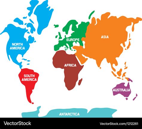 World map with continents Royalty Free Vector Image