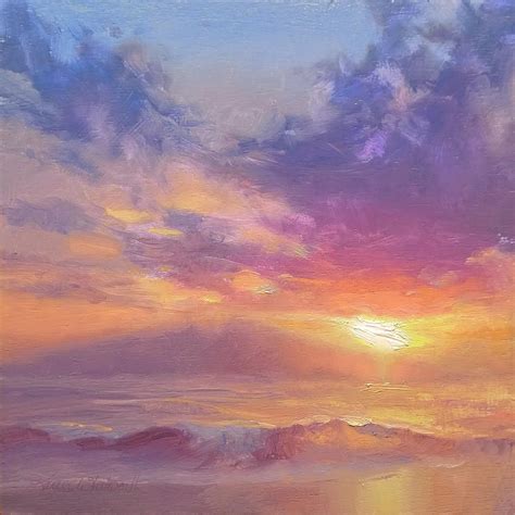 Maui To Molokai Hawaiian Sunset Beach And Ocean Impressionistic Landscape by Karen Whitworth ...