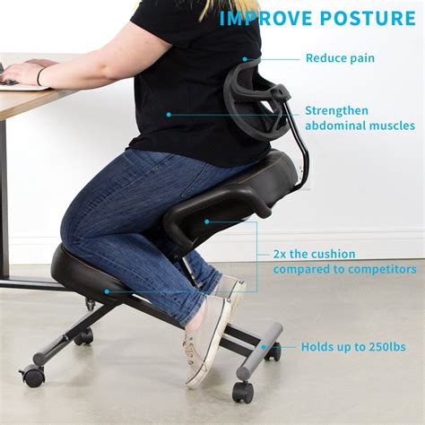 Black Adjustable Ergonomic Kneeling Chair with Back Support – Dragonn