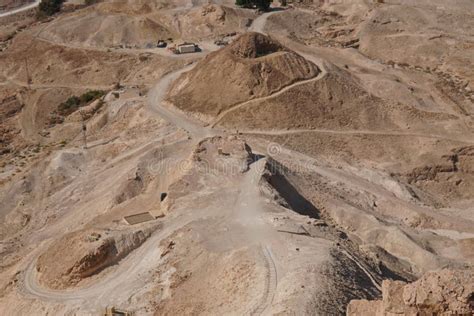 Aerial View of Masada with Ancient Fortress and Rocky Mountains in ...