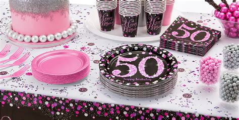 Pink Sparkling Celebration 50th Birthday Party Supplies | Party City