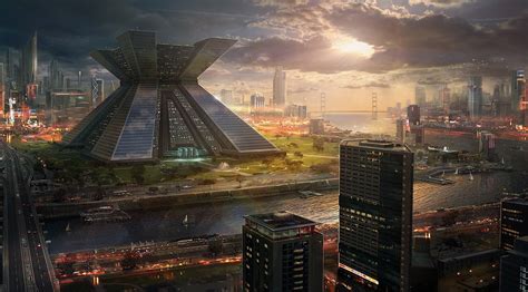 1920x1080 resolution | aerial photo of buildings, science fiction, futuristic, digital art HD ...