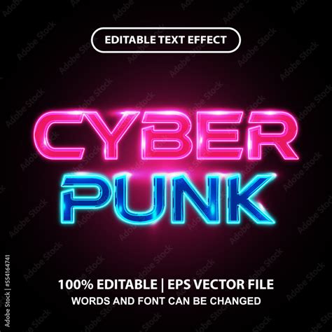 Cyberpunk editable text effect template, futuristic glowing neon light ...