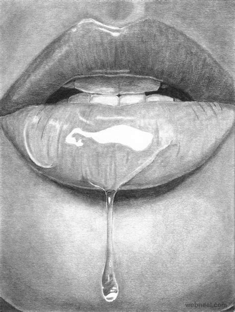 Lips Realistic Pencil Drawing 11