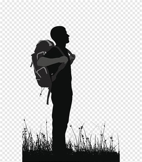 Silhouette Mann trägt Rucksack Illustration, Silhouette Backpacking ...