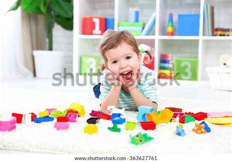 Happy Child Girl Laughing Playing Toys Stock Photo 363627761 | Shutterstock