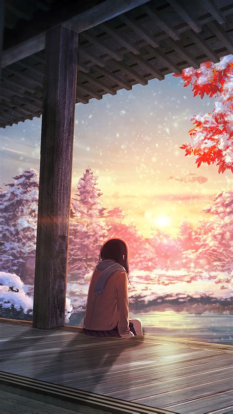 Winter Autumn Anime Girl Art 4K #4090e Wallpaper PC Desktop