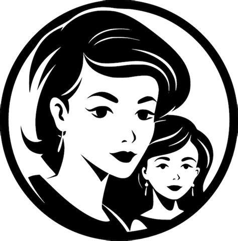Premium Vector | Mom black and white isolated icon vector illustration