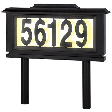 Solar Address Sign Black Lighted House Number Address Plaque Outdoor ...