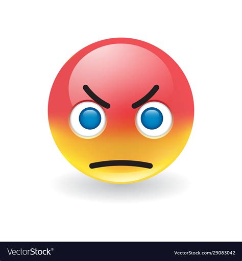 Angry scowling round yellow and red emoticon Vector Image